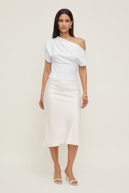 Alexa Cotton Spandex T Shirt White - Dynamite