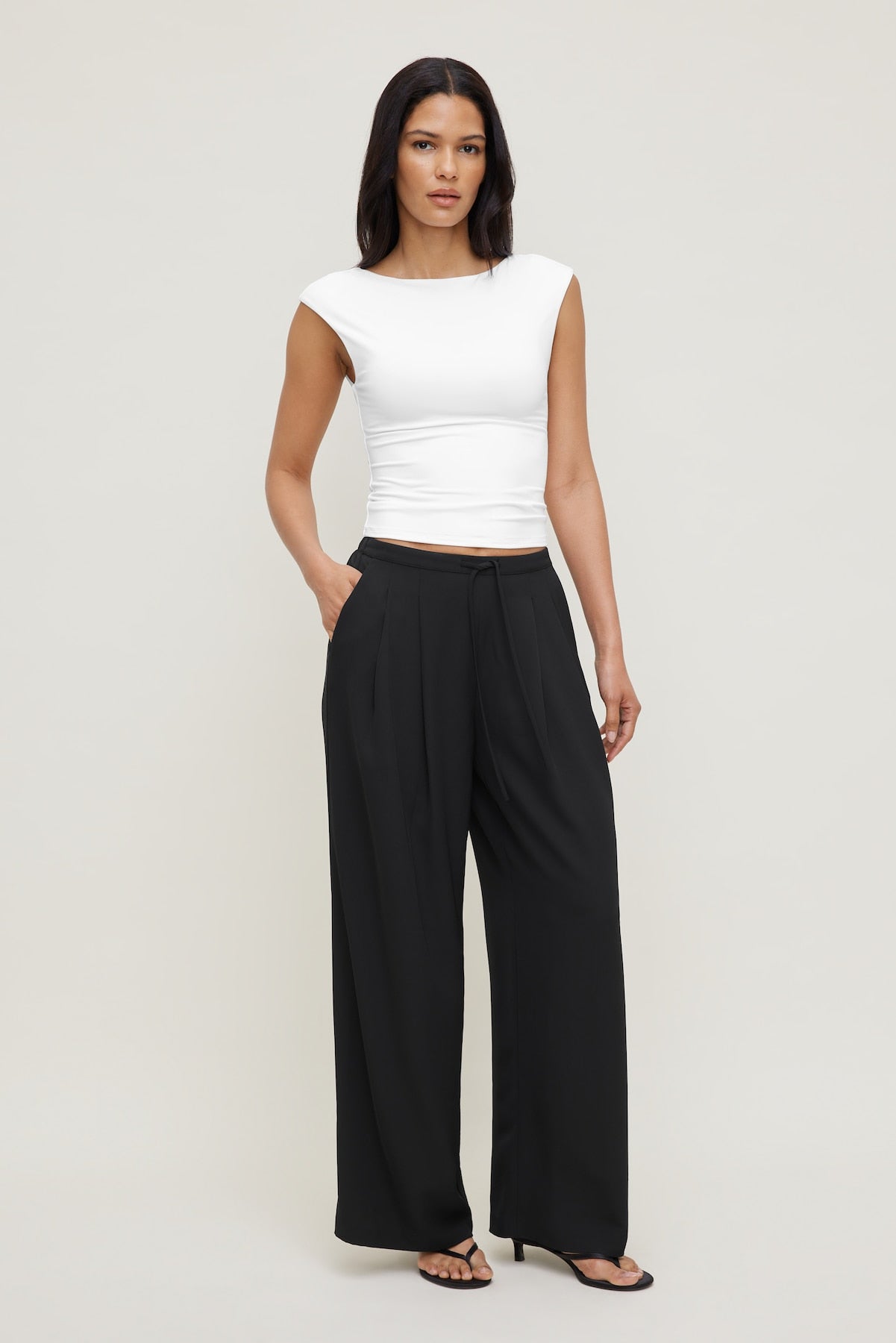Sculpt Cap Sleeve T Shirt White - Dynamite