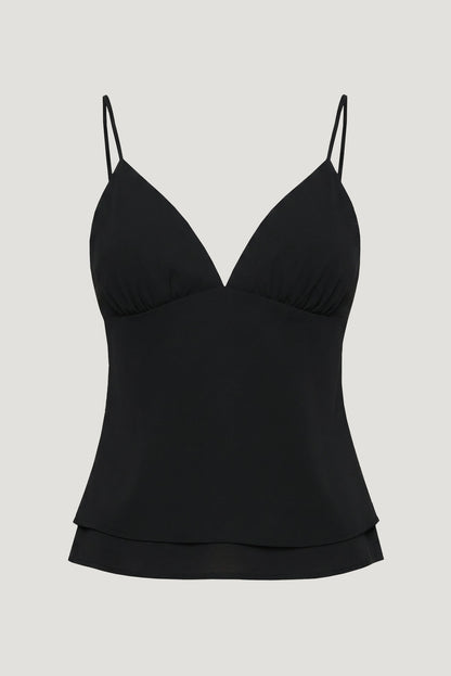 Plunge Babydoll Tank Top Black - Dynamite