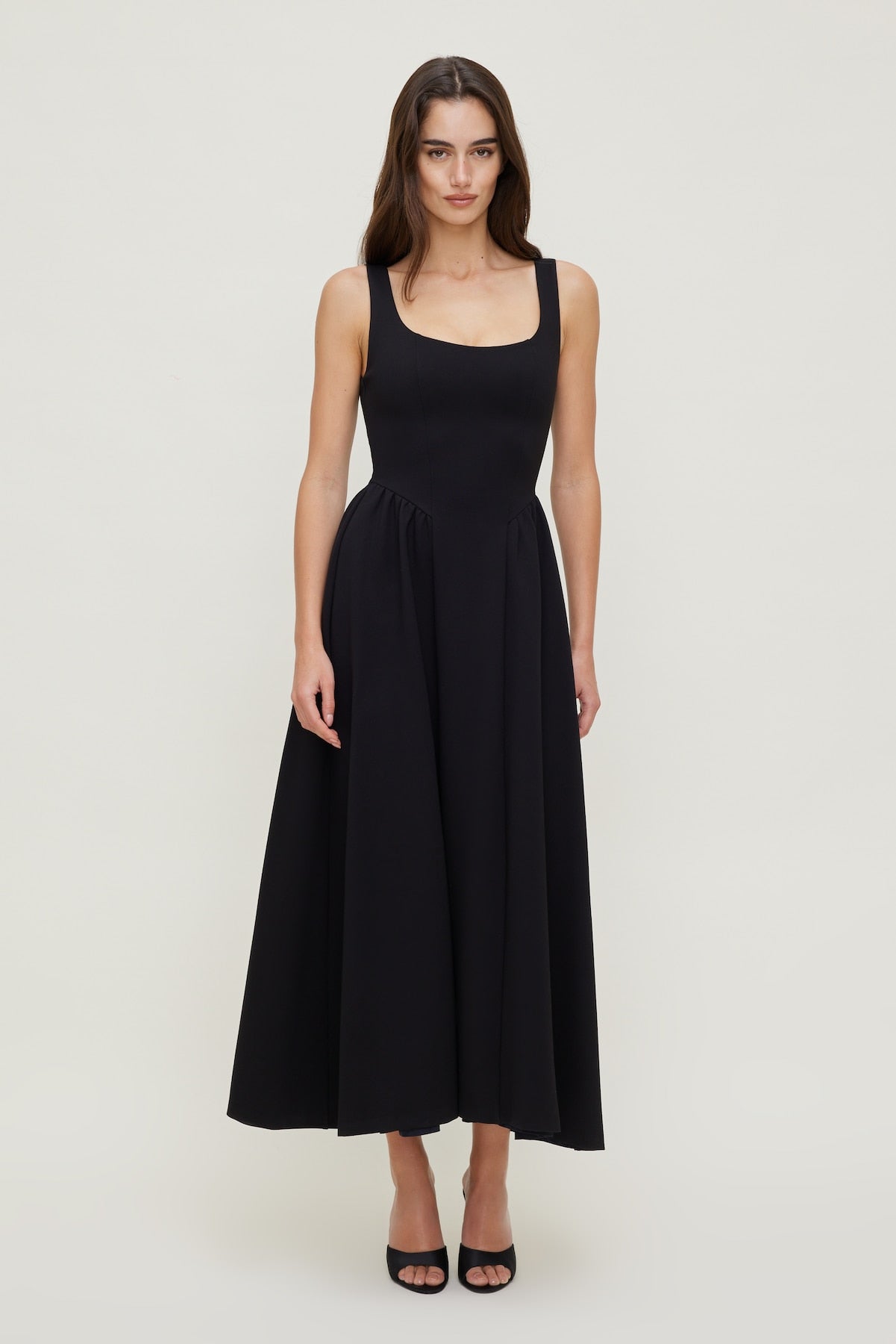 Irina Ponte Midi Dress Black - Dynamite