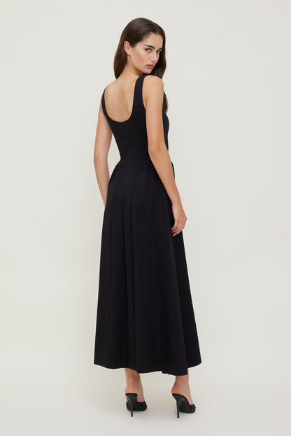 Irina Ponte Midi Dress Black - Dynamite