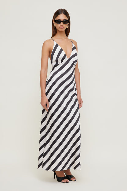 Livia Satin Midi Dress Black - Dynamite