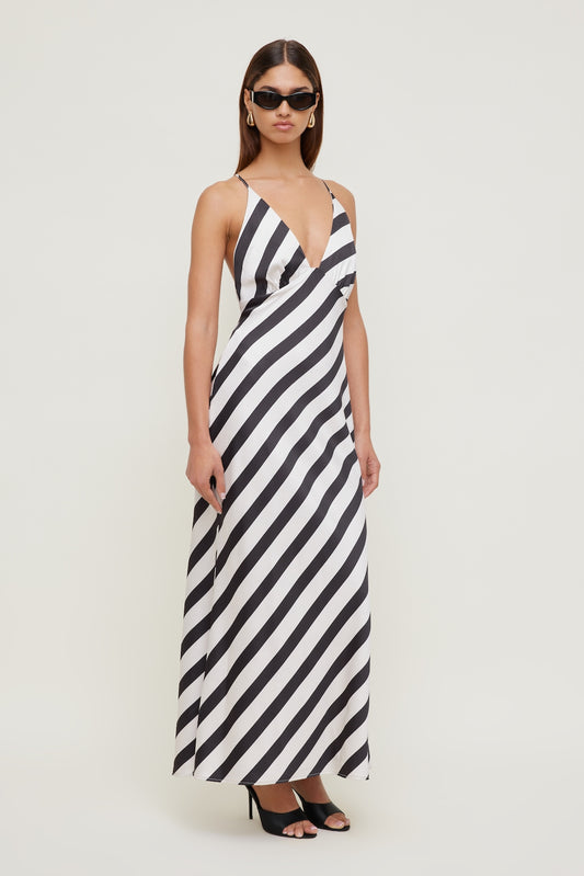 Livia Satin Midi Dress Black - Dynamite