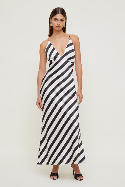 Livia Satin Midi Dress Black - Dynamite