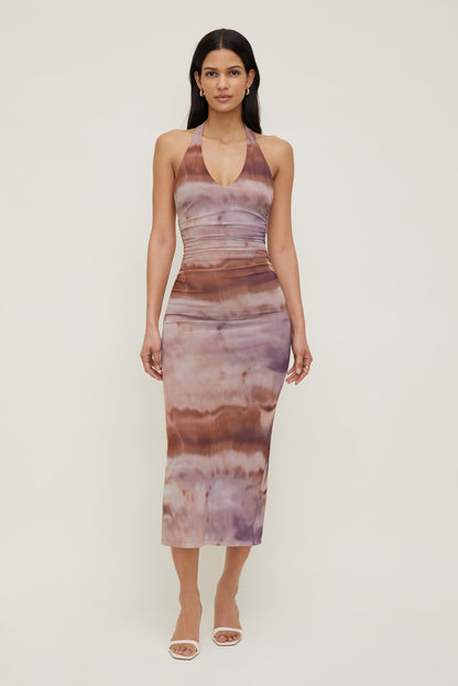 Reia Halter Mesh Maxi Dress Pink - Dynamite