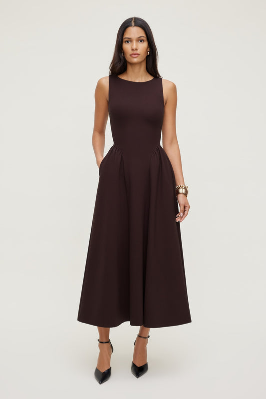 Iris Ponte Midi Dress Purple - Dynamite