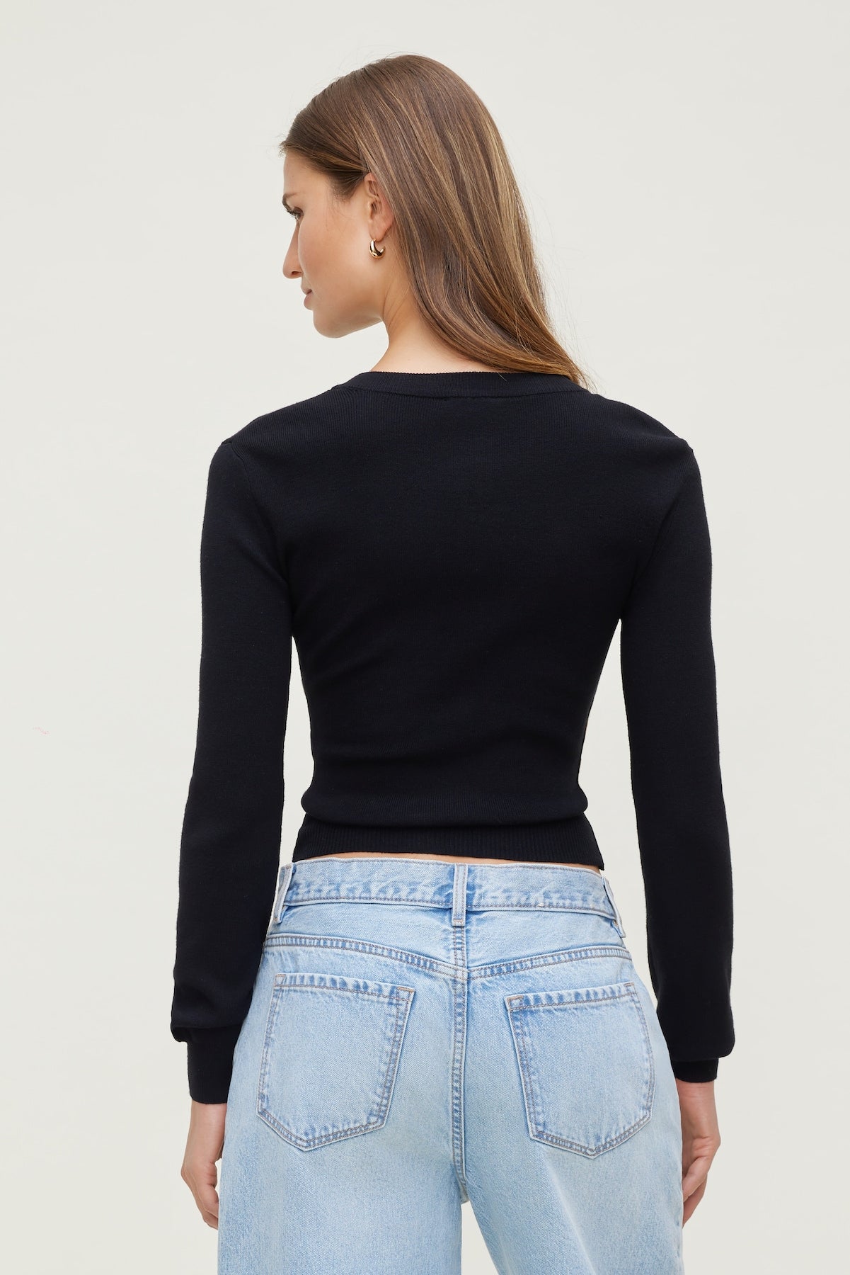 Rebecca Crewneck Cardigan Black - Dynamite
