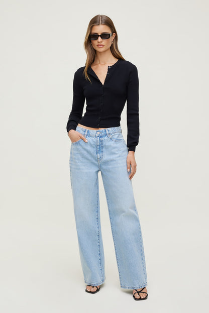 Rebecca Crewneck Cardigan Black - Dynamite