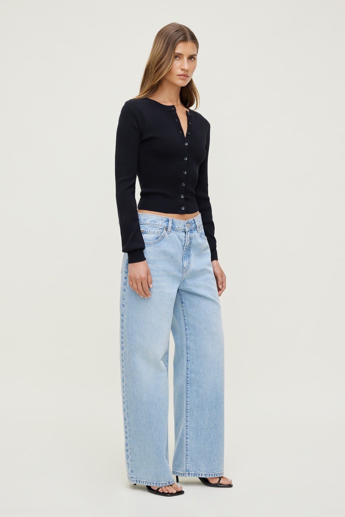 Rebecca Crewneck Cardigan Black - Dynamite