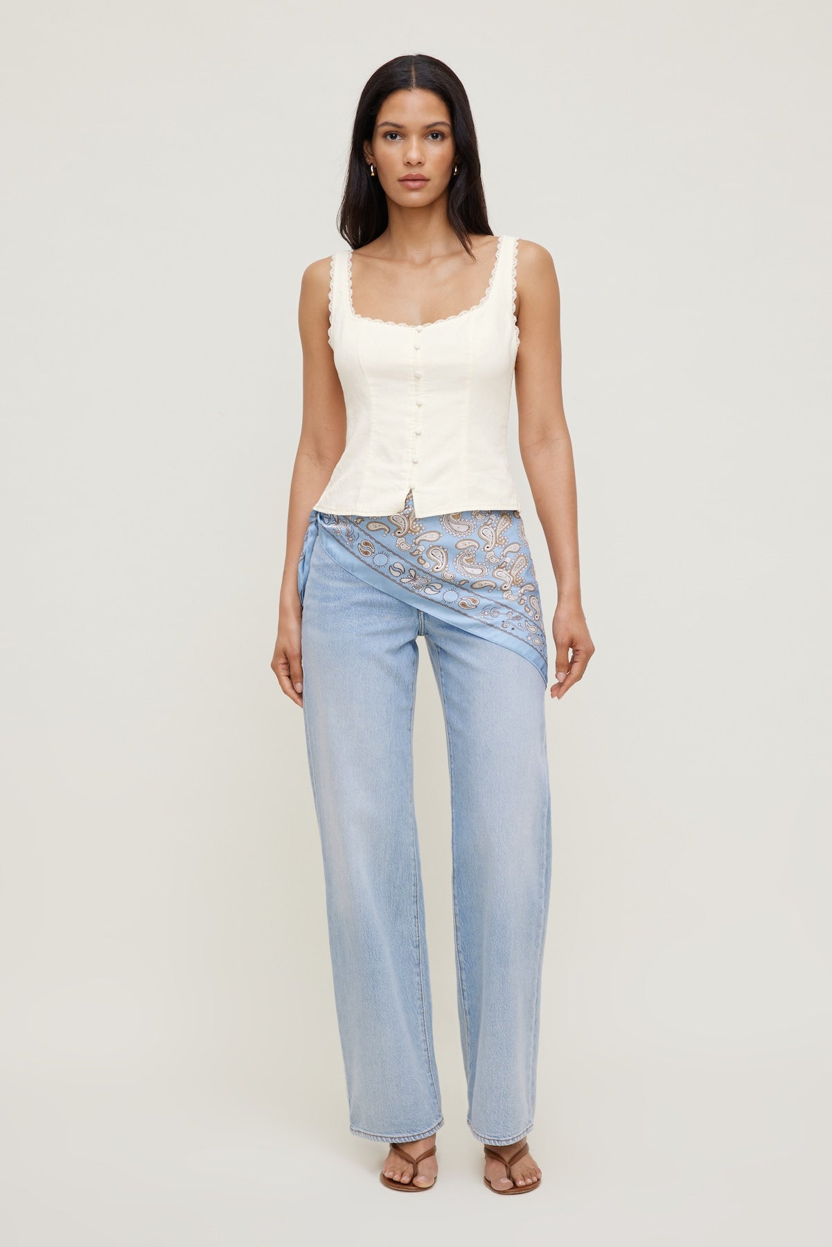 Linen Tank Top White - Dynamite