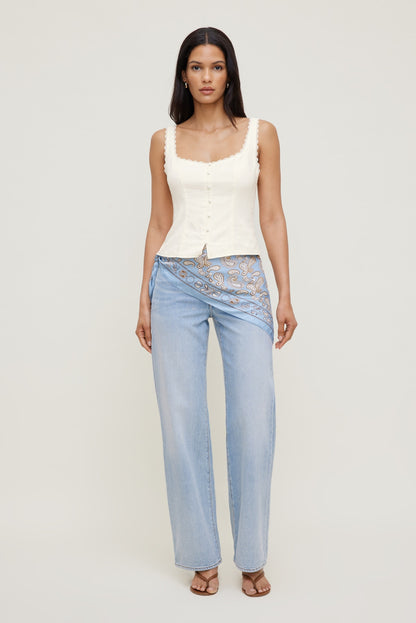 Linen Tank Top White - Dynamite