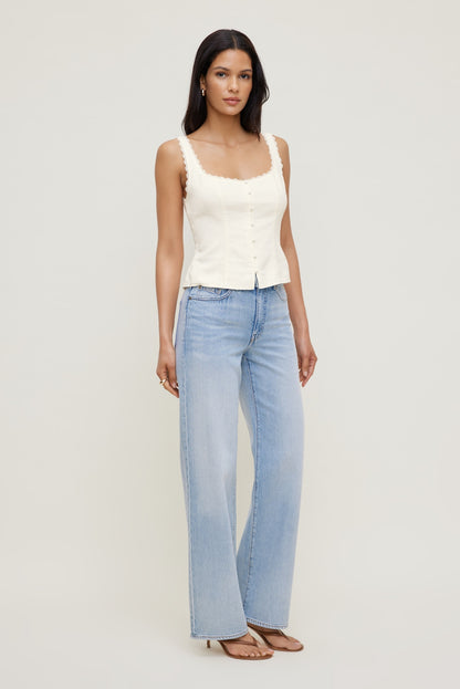 Linen Tank Top White - Dynamite