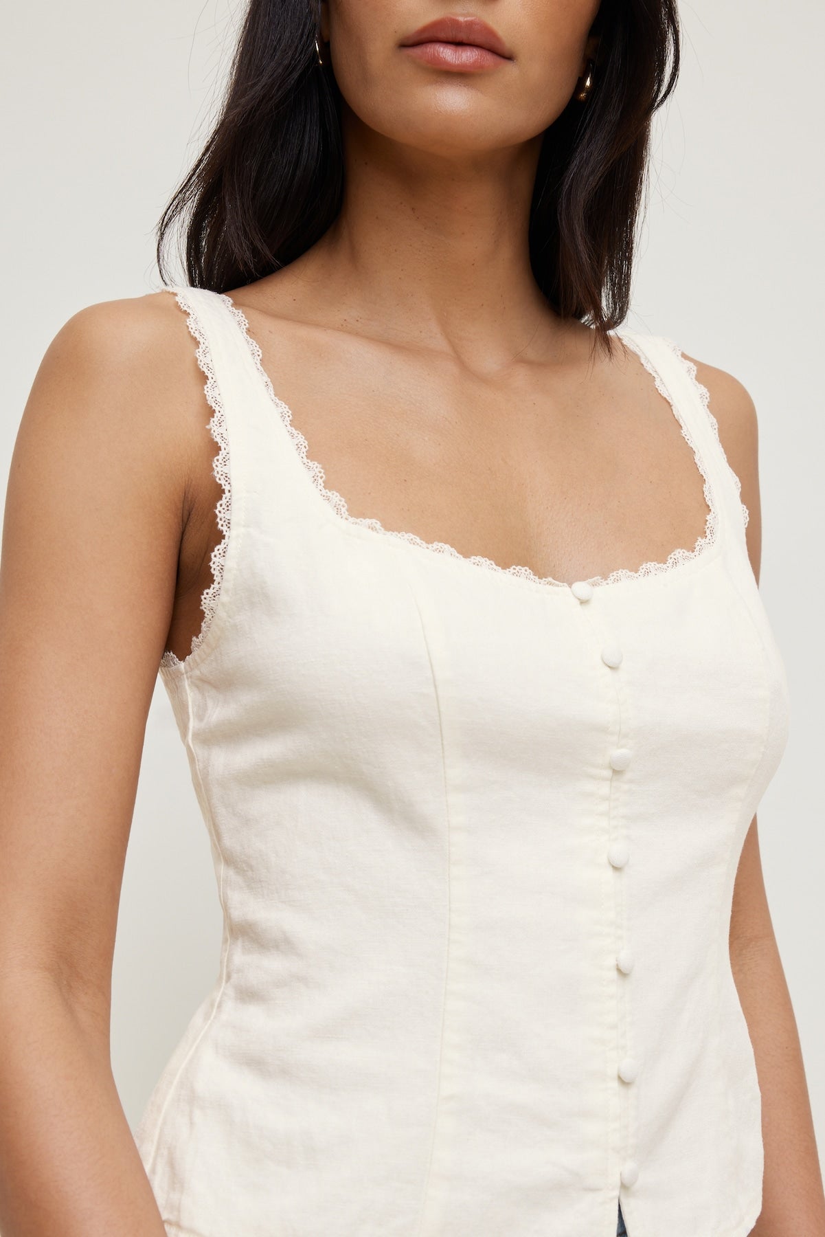 Linen Tank Top White - Dynamite