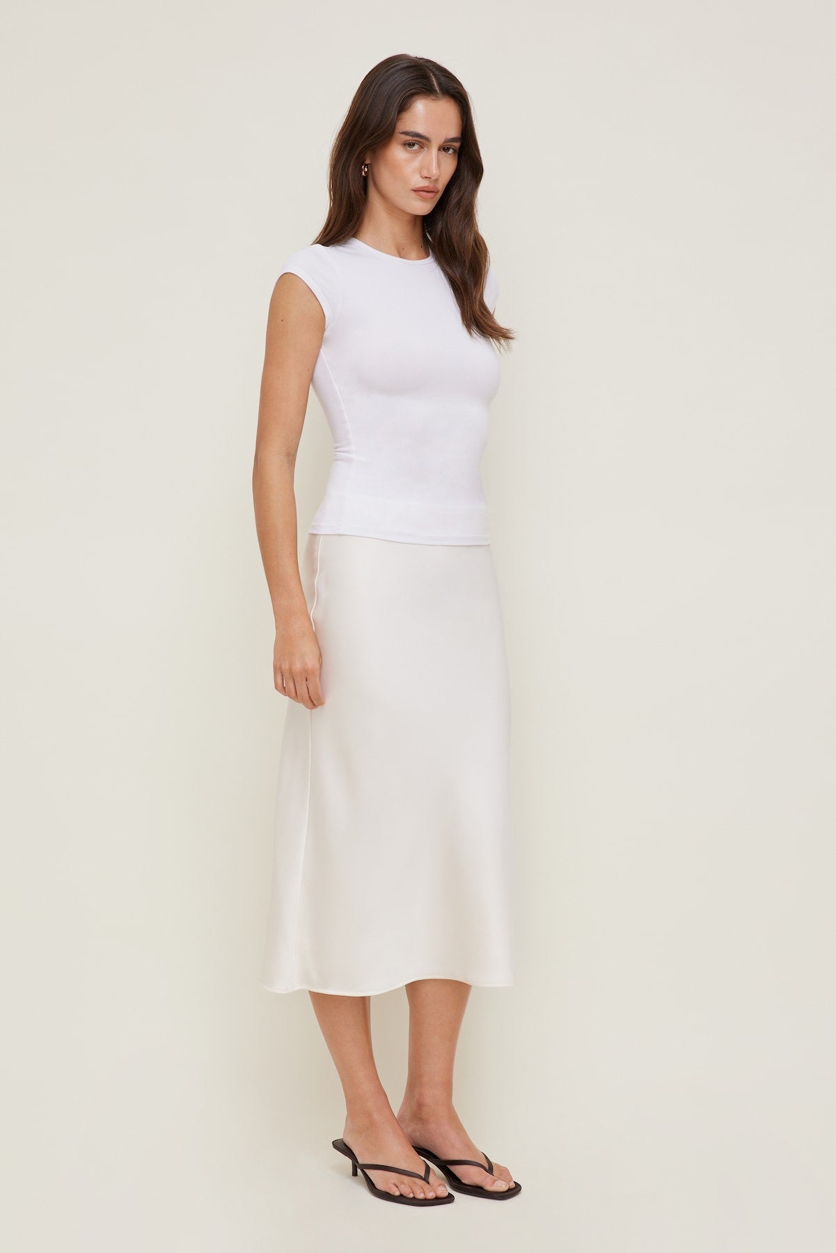 Terri Cotton Spandex T Shirt White - Dynamite