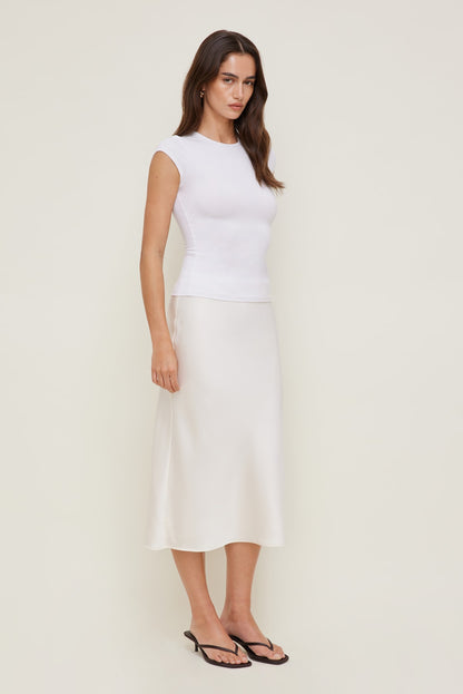Terri Cotton Spandex T Shirt White - Dynamite