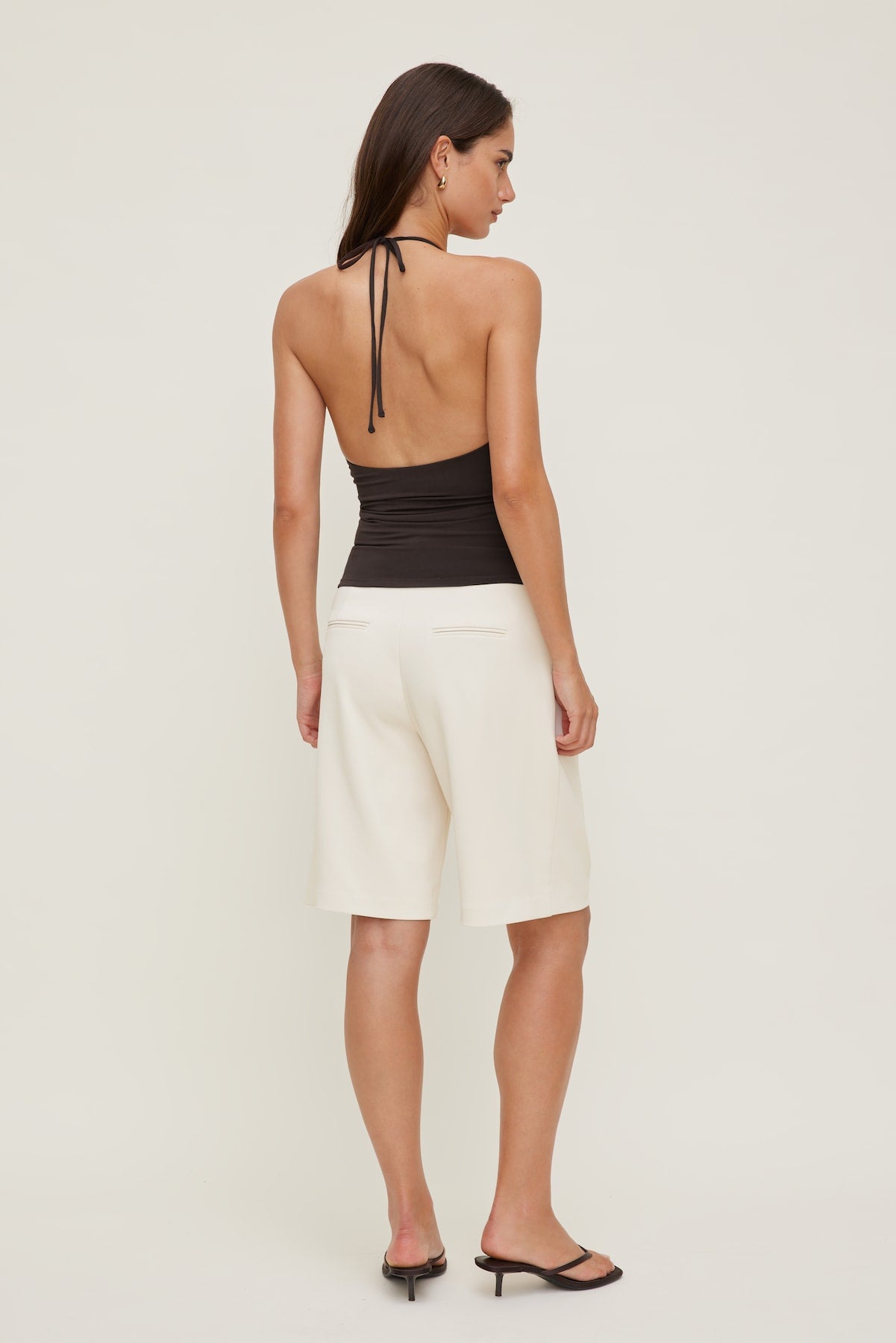 Sculpt Plunge Halter Top Brown - Dynamite