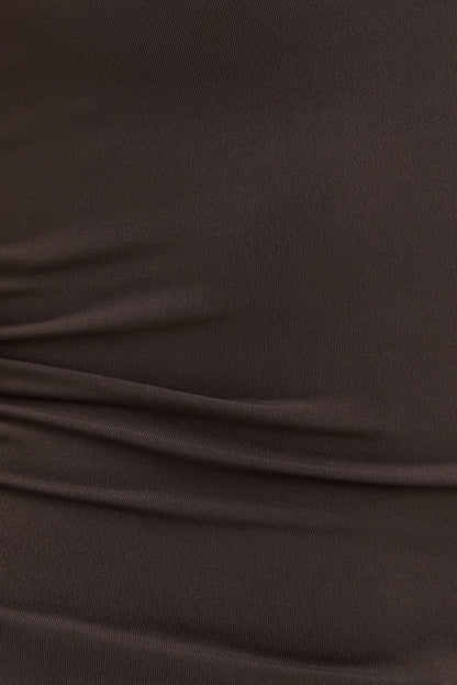 Sculpt Plunge Halter Top Brown - Dynamite
