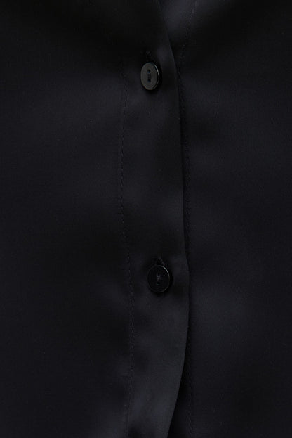 Eva Cinched Satin Shirt Black - Dynamite