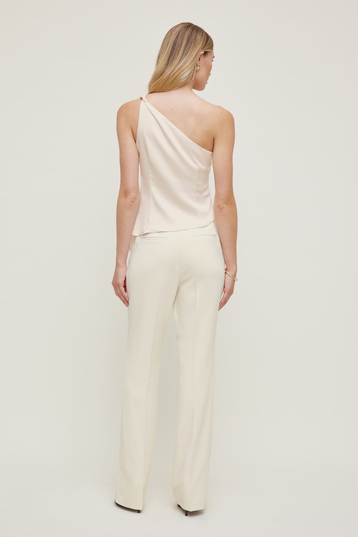 Single Shoulder Satin Top Beige - Dynamite