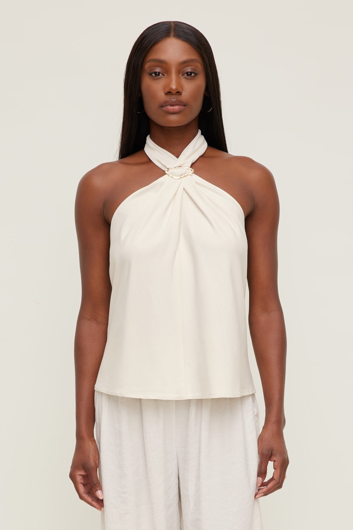 Buckle Halter Top Beige - Dynamite