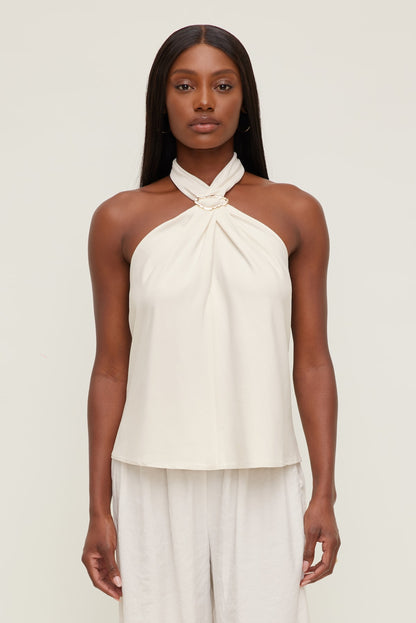 Buckle Halter Top Beige - Dynamite