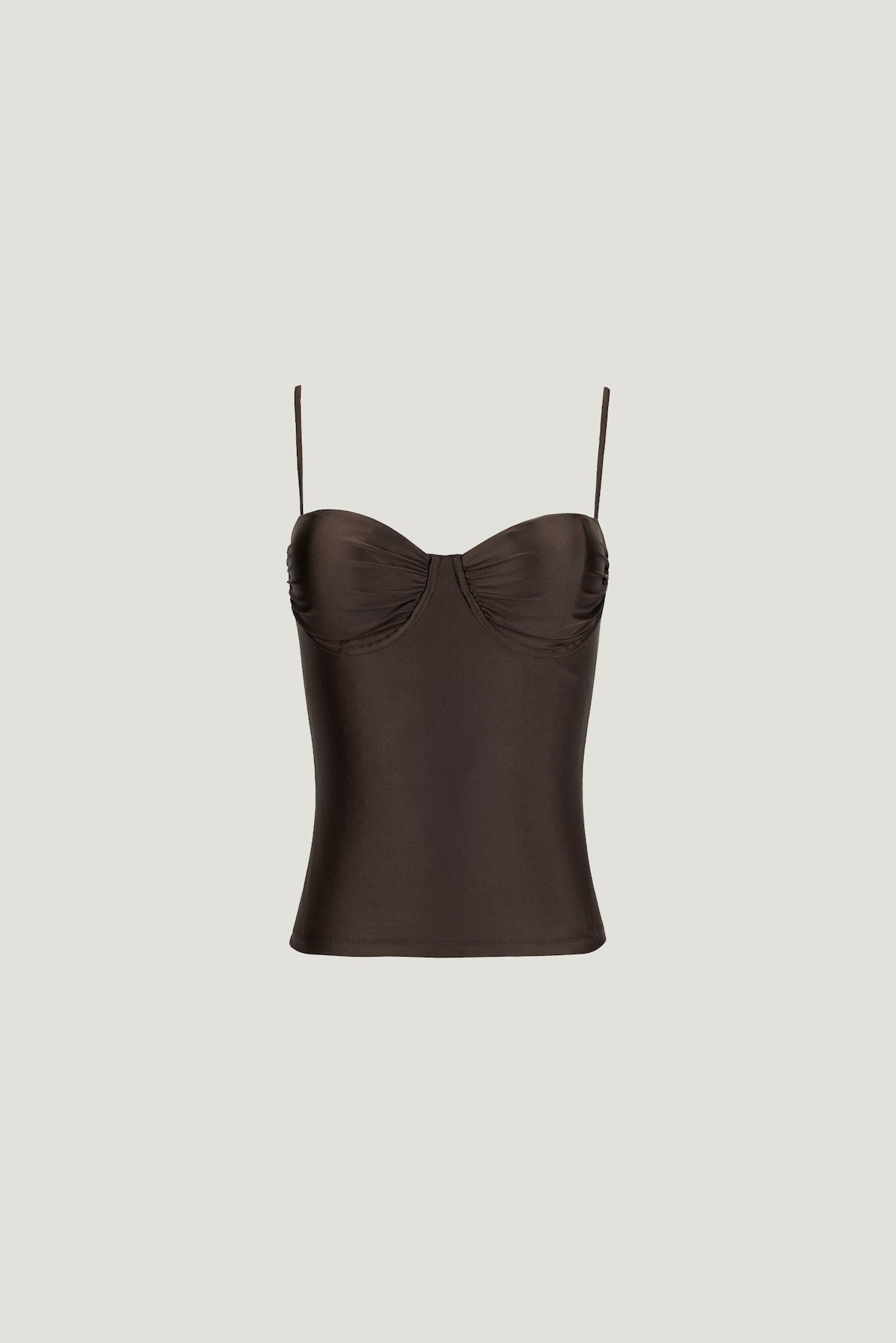 Monet Stretch Satin Top Brown - Dynamite