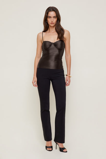 Monet Stretch Satin Top Brown - Dynamite
