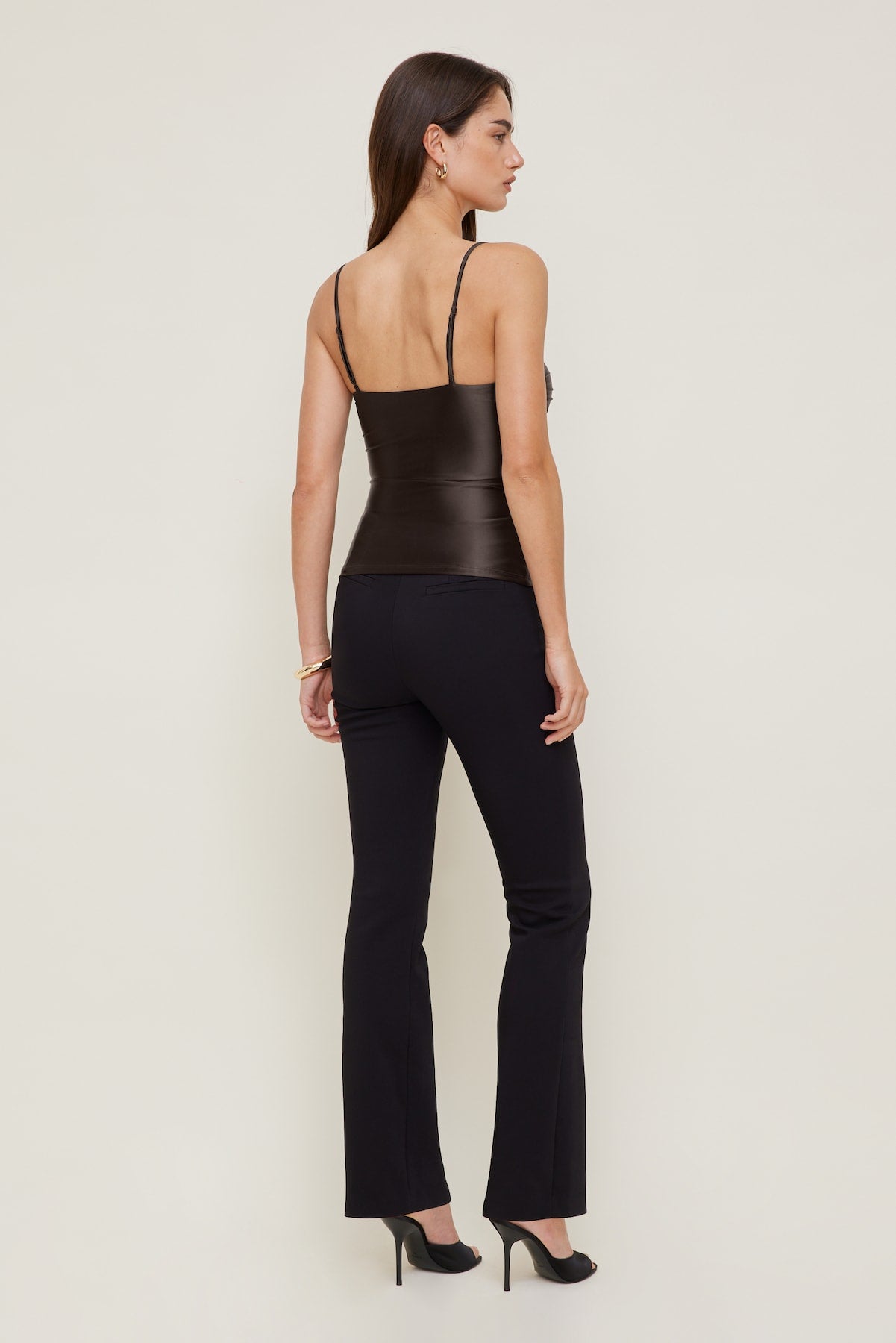 Monet Stretch Satin Top Brown - Dynamite