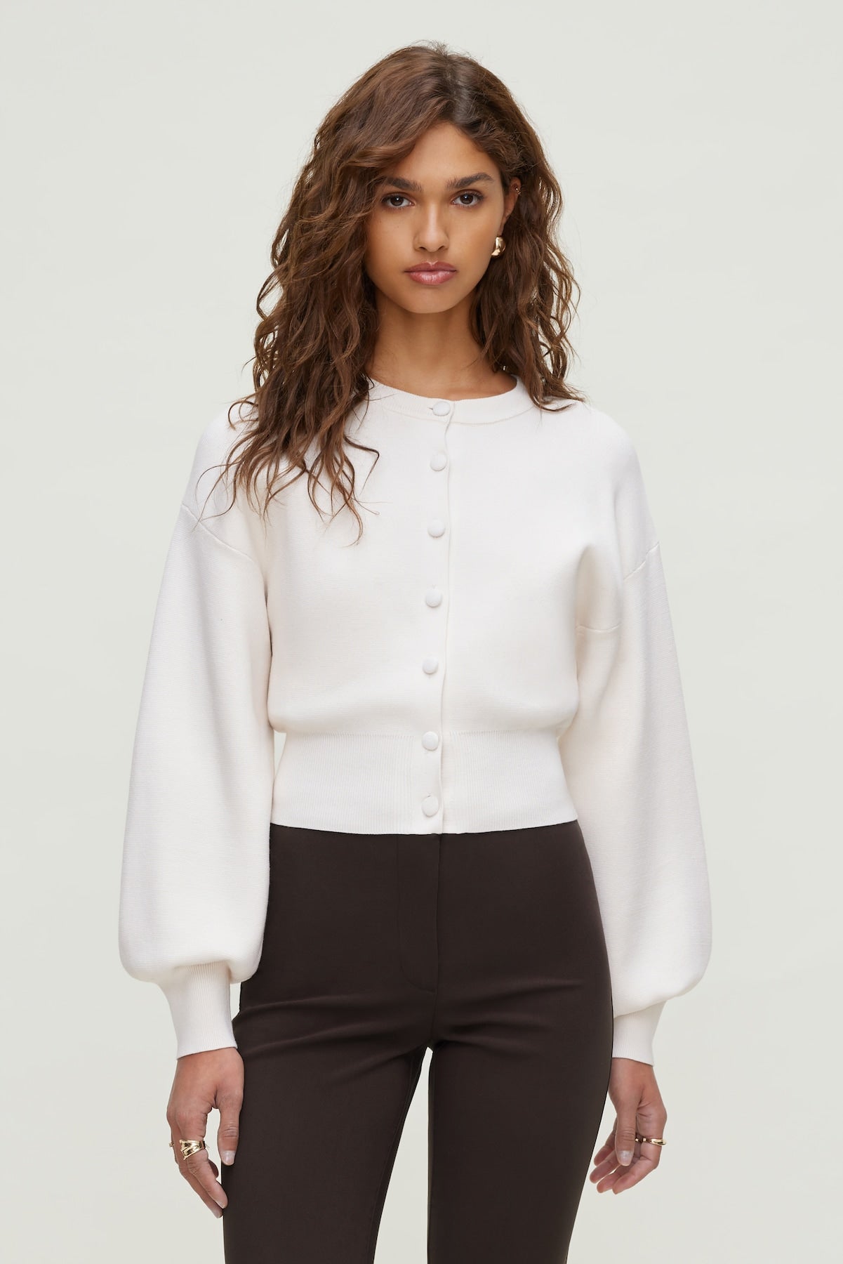 Balloon Sleeve Cardigan BEIGE - Dynamite
