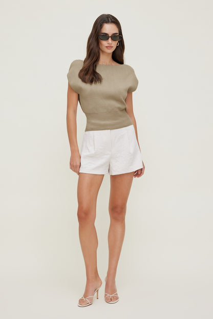 Aria Boat Neck Sweater  Beige - Dynamite