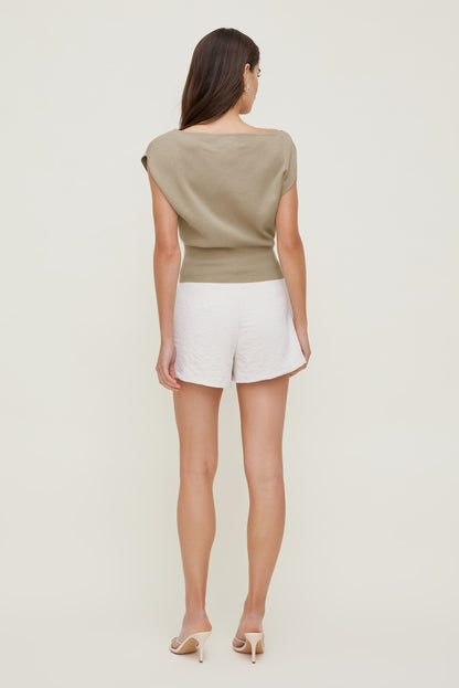 Aria Boat Neck Sweater  Beige - Dynamite