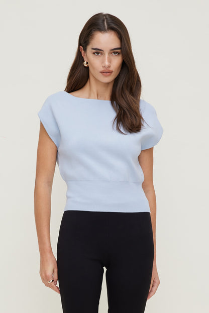 Aria Boat Neck Sweater  Blue - Dynamite