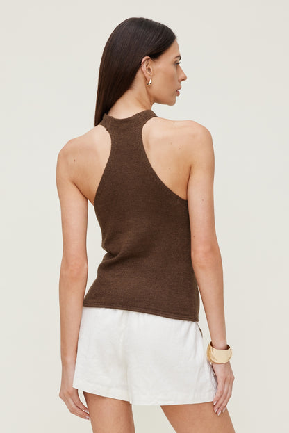 Mock Neck Sweater Tank Top Brown - Dynamite