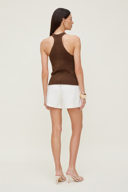 Mock Neck Sweater Tank Top Brown - Dynamite