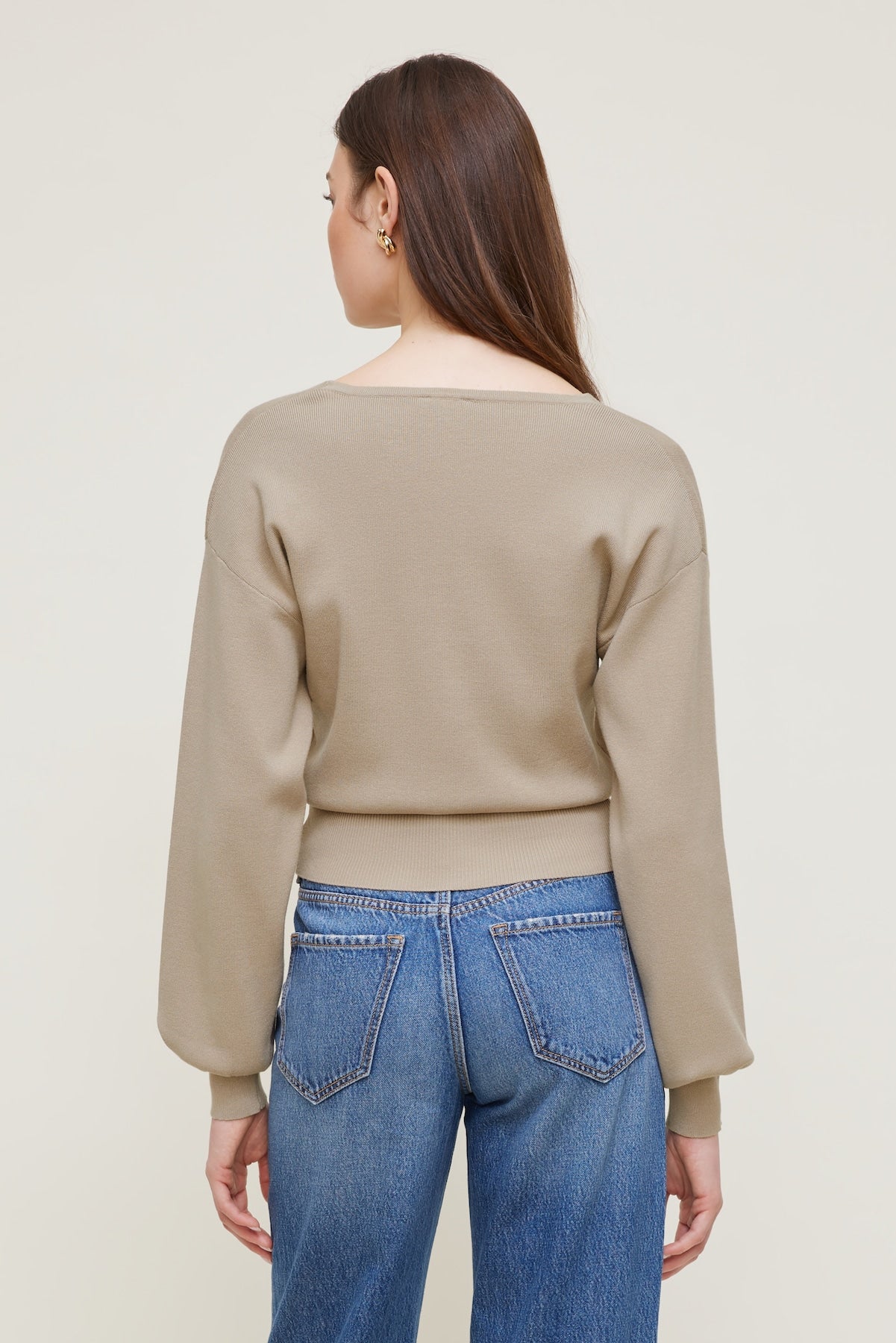 V Neck Cardigan Beige - Dynamite