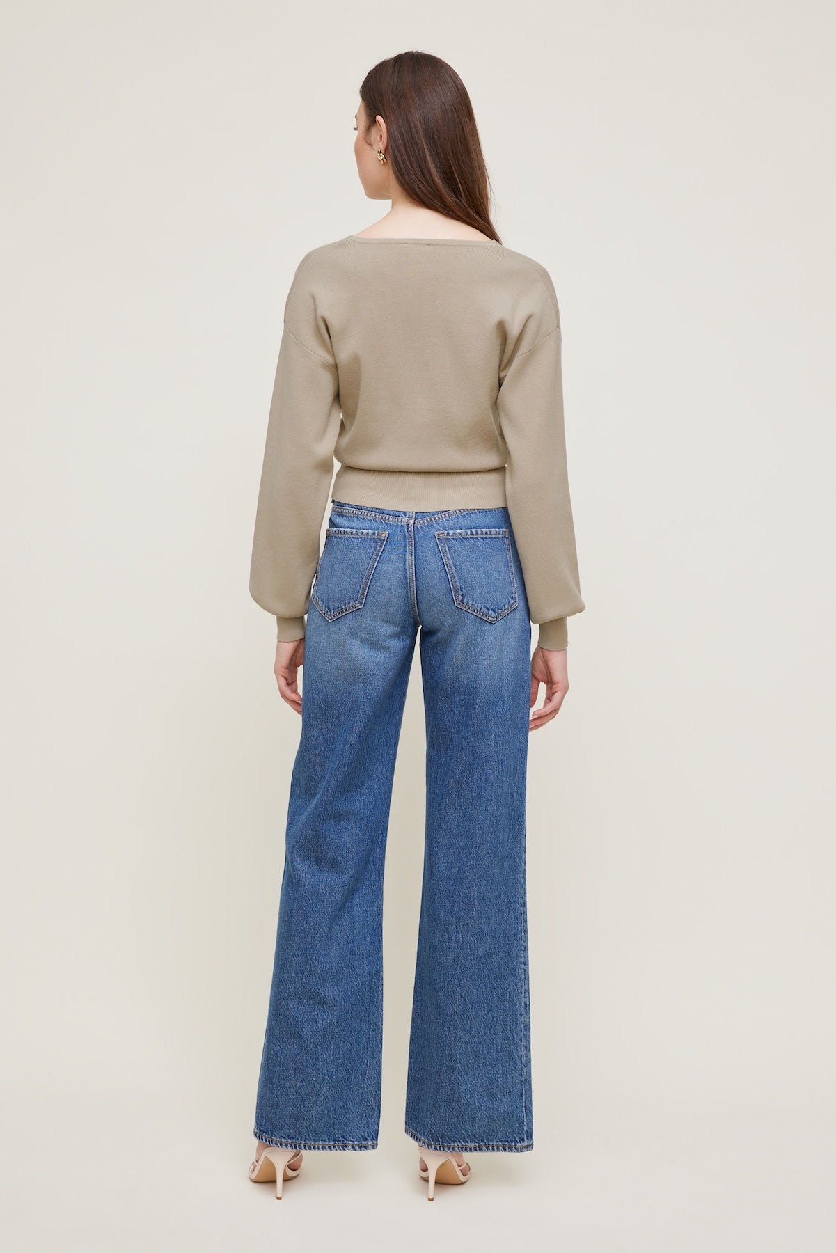 V Neck Cardigan Beige - Dynamite