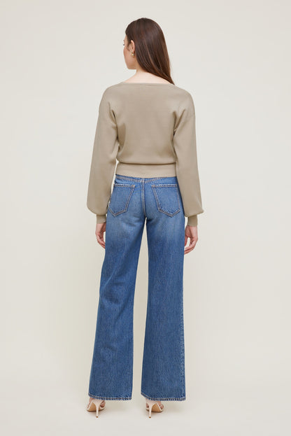 V Neck Cardigan Beige - Dynamite