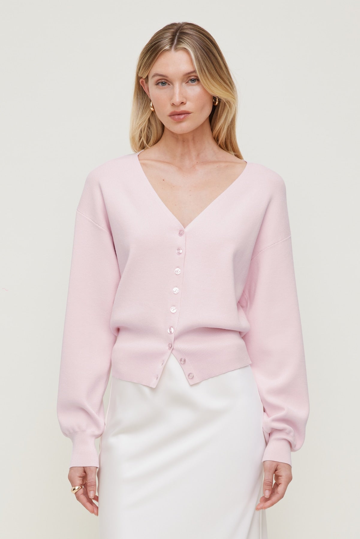 V Neck Cardigan Pink - Dynamite