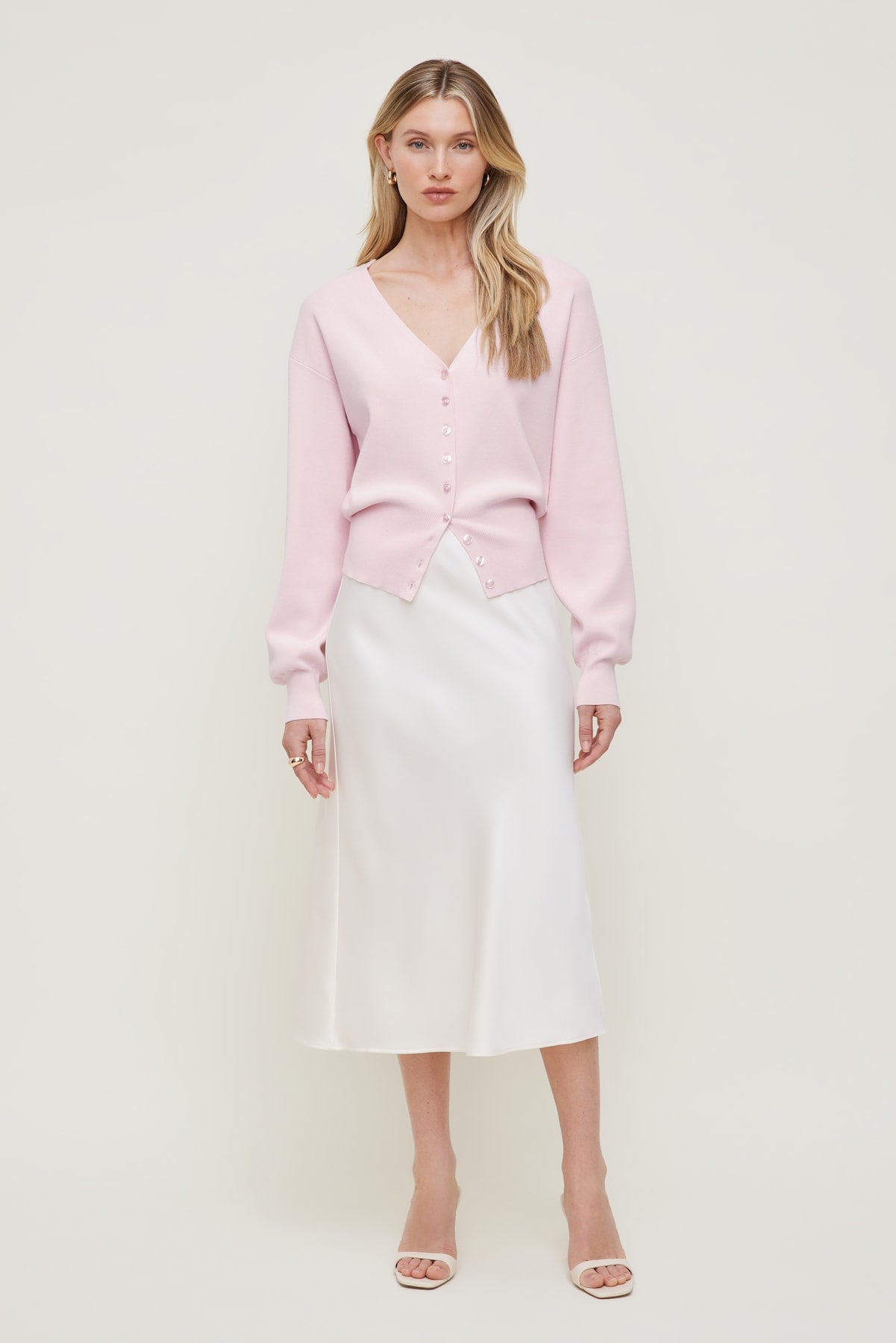 V Neck Cardigan Pink - Dynamite