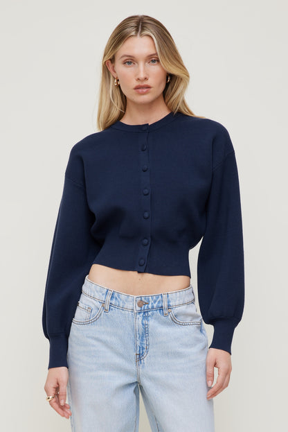 Balloon Sleeve Cardigan Blue - Dynamite