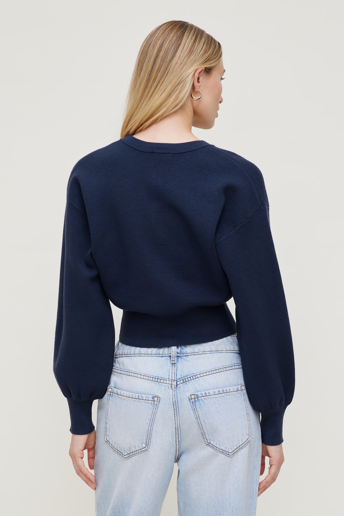 Balloon Sleeve Cardigan Blue - Dynamite