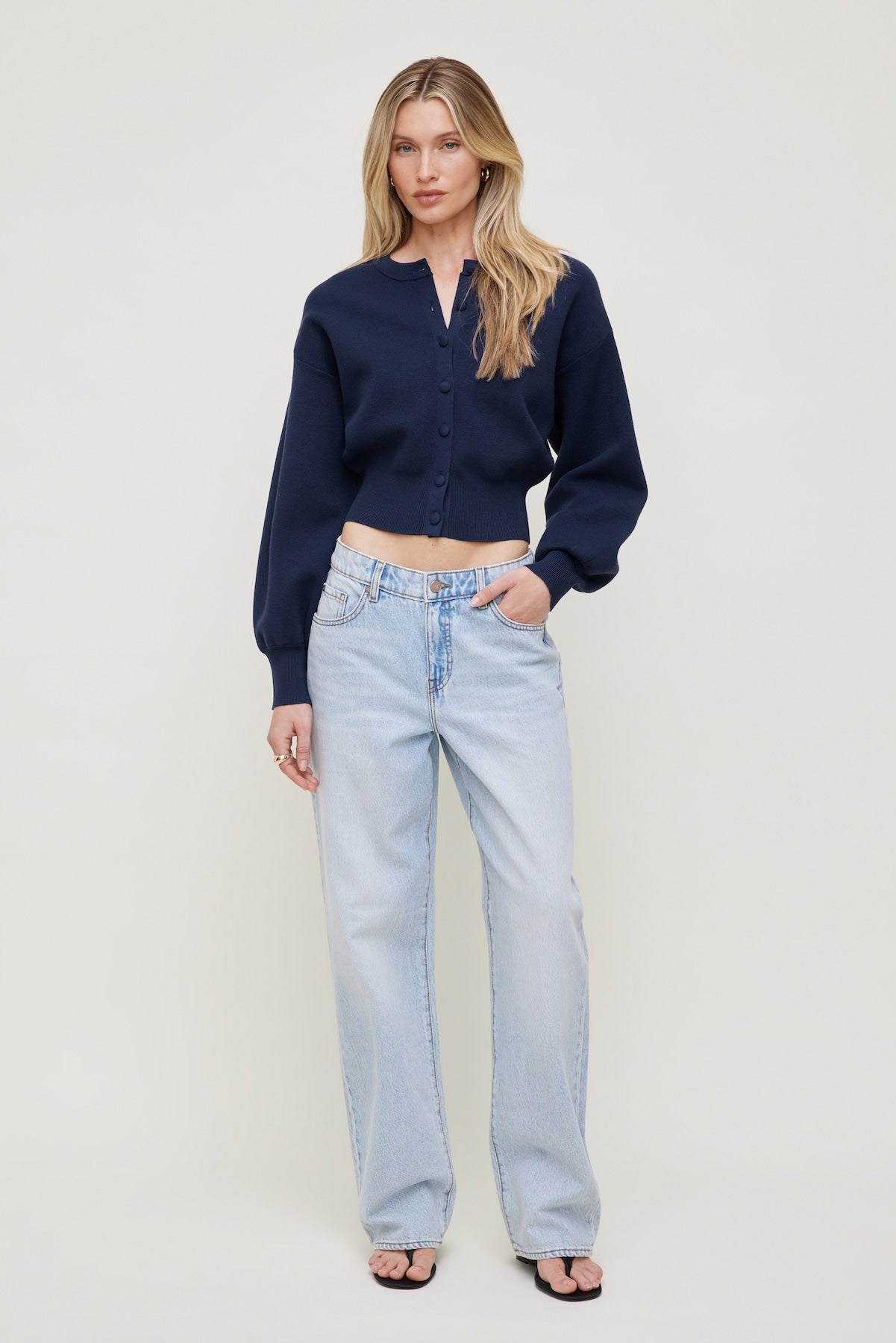 Balloon Sleeve Cardigan Blue - Dynamite