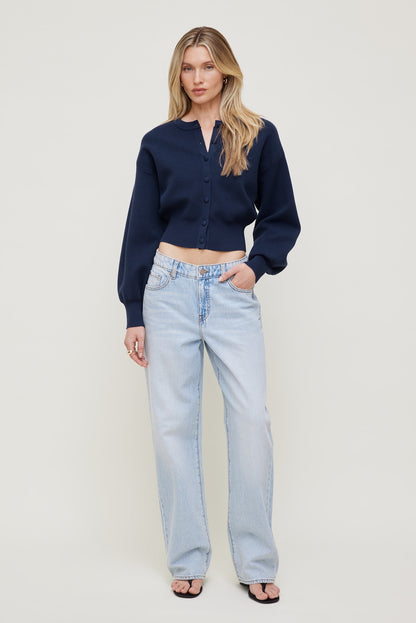 Balloon Sleeve Cardigan Blue - Dynamite