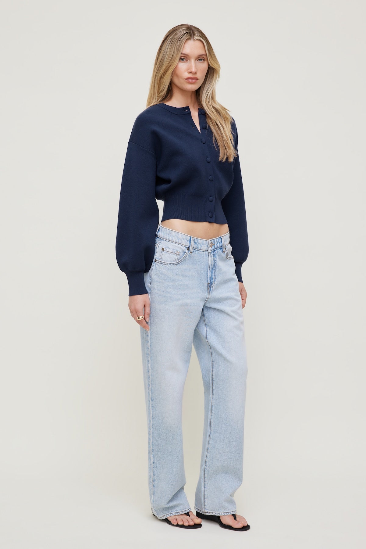 Balloon Sleeve Cardigan Blue - Dynamite