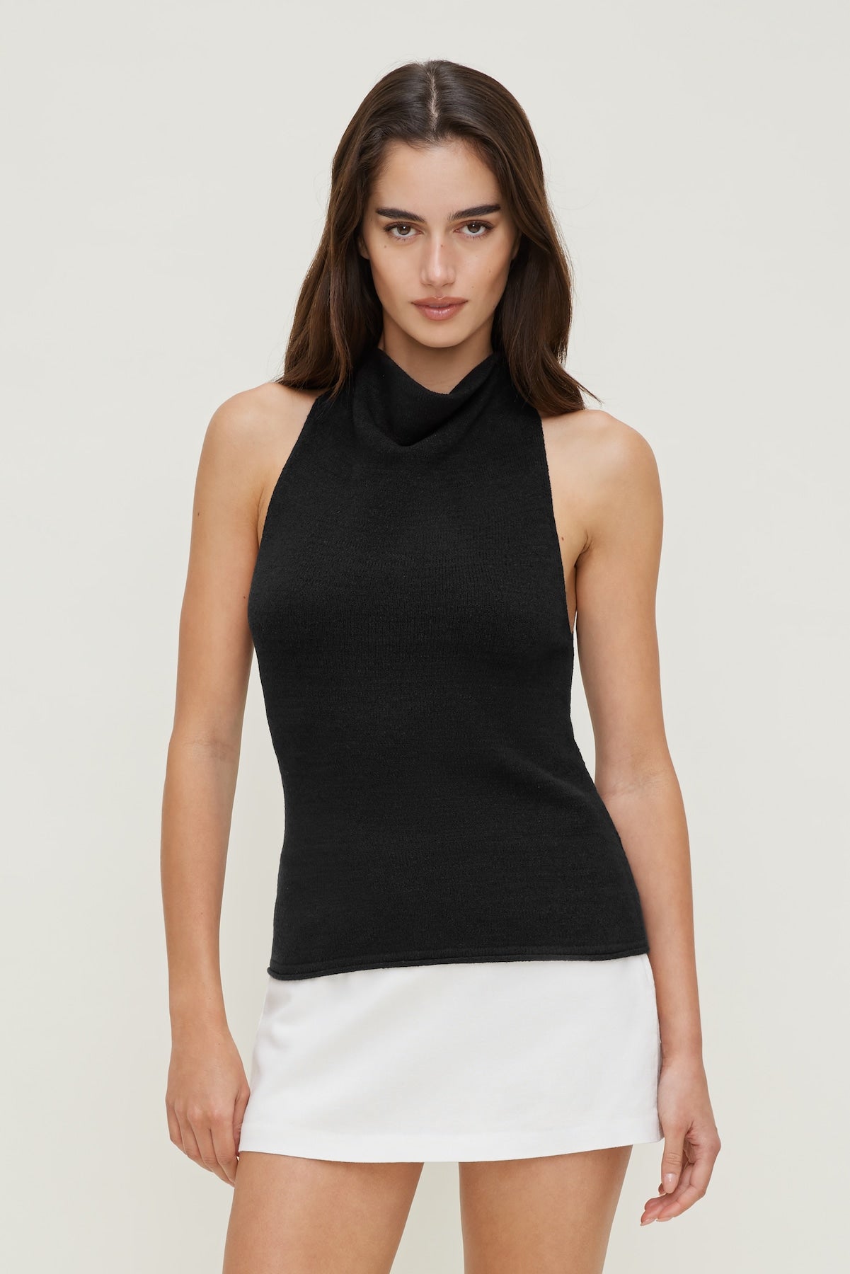 Mock Neck Sweater Tank Top Black - Dynamite