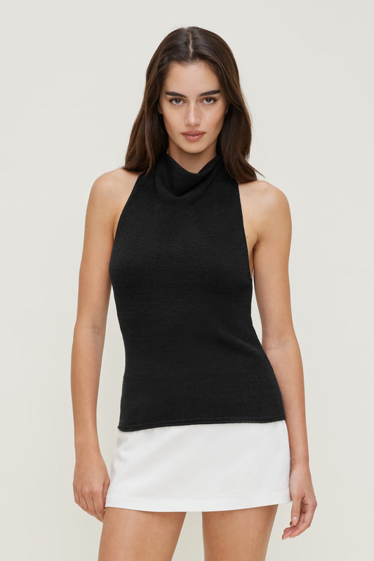 Mock Neck Sweater Tank Top Black - Dynamite