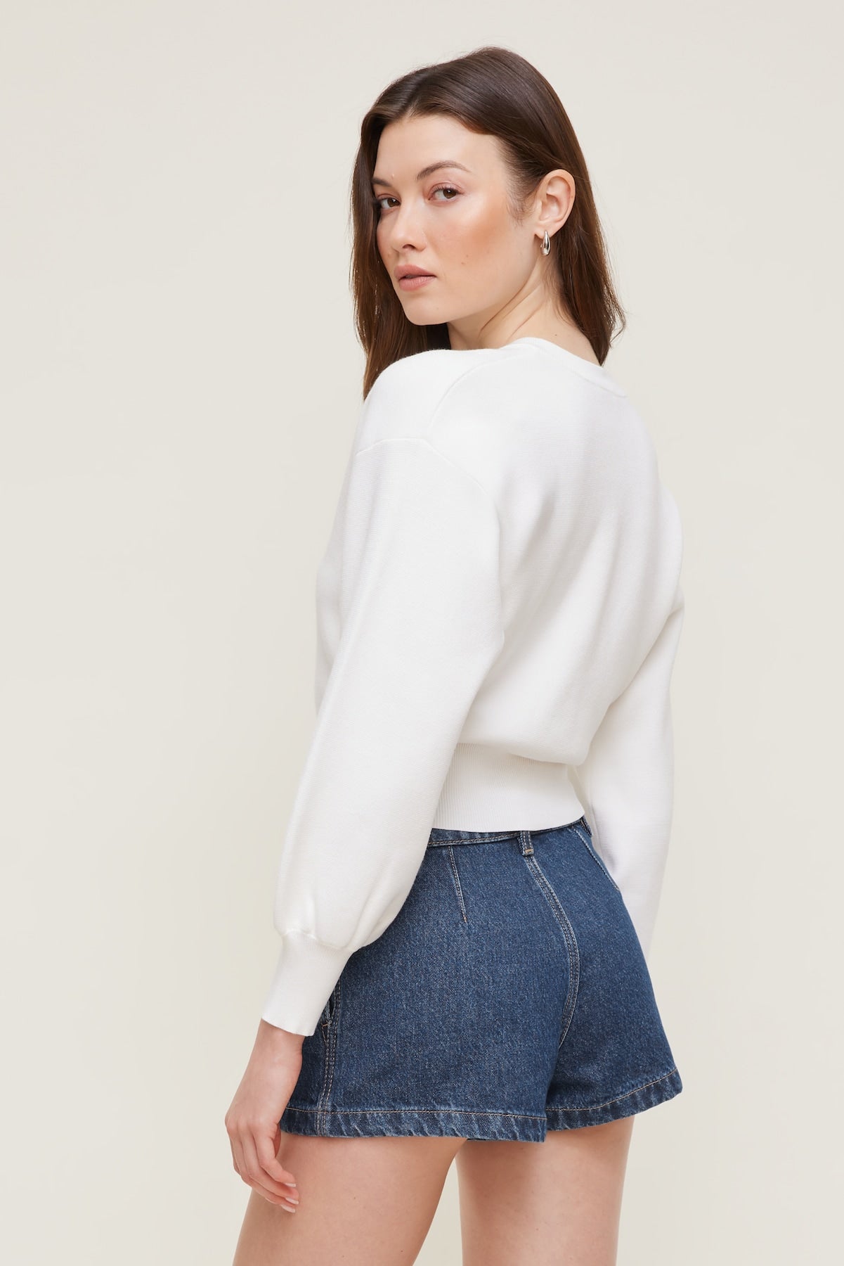 Balloon Sleeve Cardigan White - Dynamite