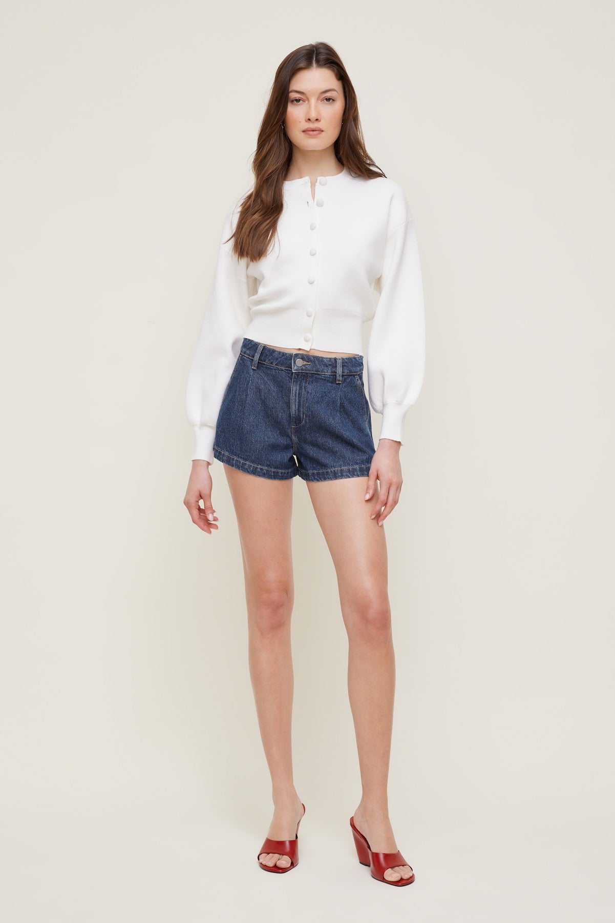 Balloon Sleeve Cardigan White - Dynamite