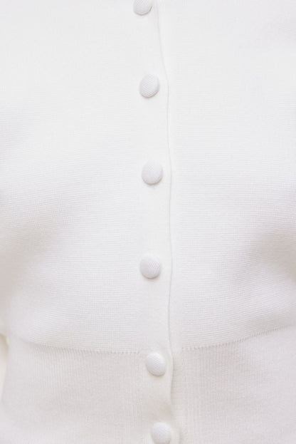 Balloon Sleeve Cardigan White - Dynamite