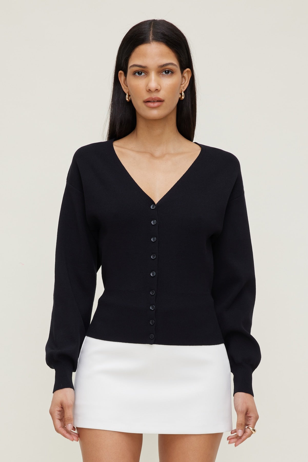 V Neck Cardigan Black - Dynamite